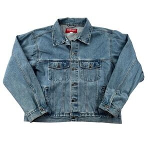 Wrangler‎ Hero Blue Denim Trucker Jacket Men 2XL Americana Western Workwear